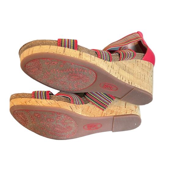 Sofft Women’s Cary Leather Strappy Striped Wedge Sandal-Red, Size 7.5 M - Picture 8 of 10